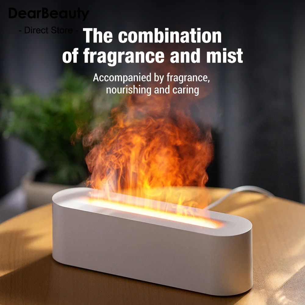

Colorful Simulation Flame Diffuser 3 Light Modes Fragrance Flame Humidification Diffuser 3 Speed Timer Diffuser for Office Home