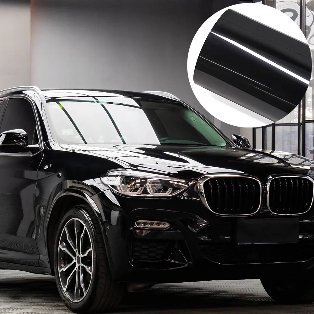 Piano Black PVC Car Vinyl Wrap Film with PET Release Liner Air‑Channel Bubble Free Self‑Adhesive Color Change Decal Sticker