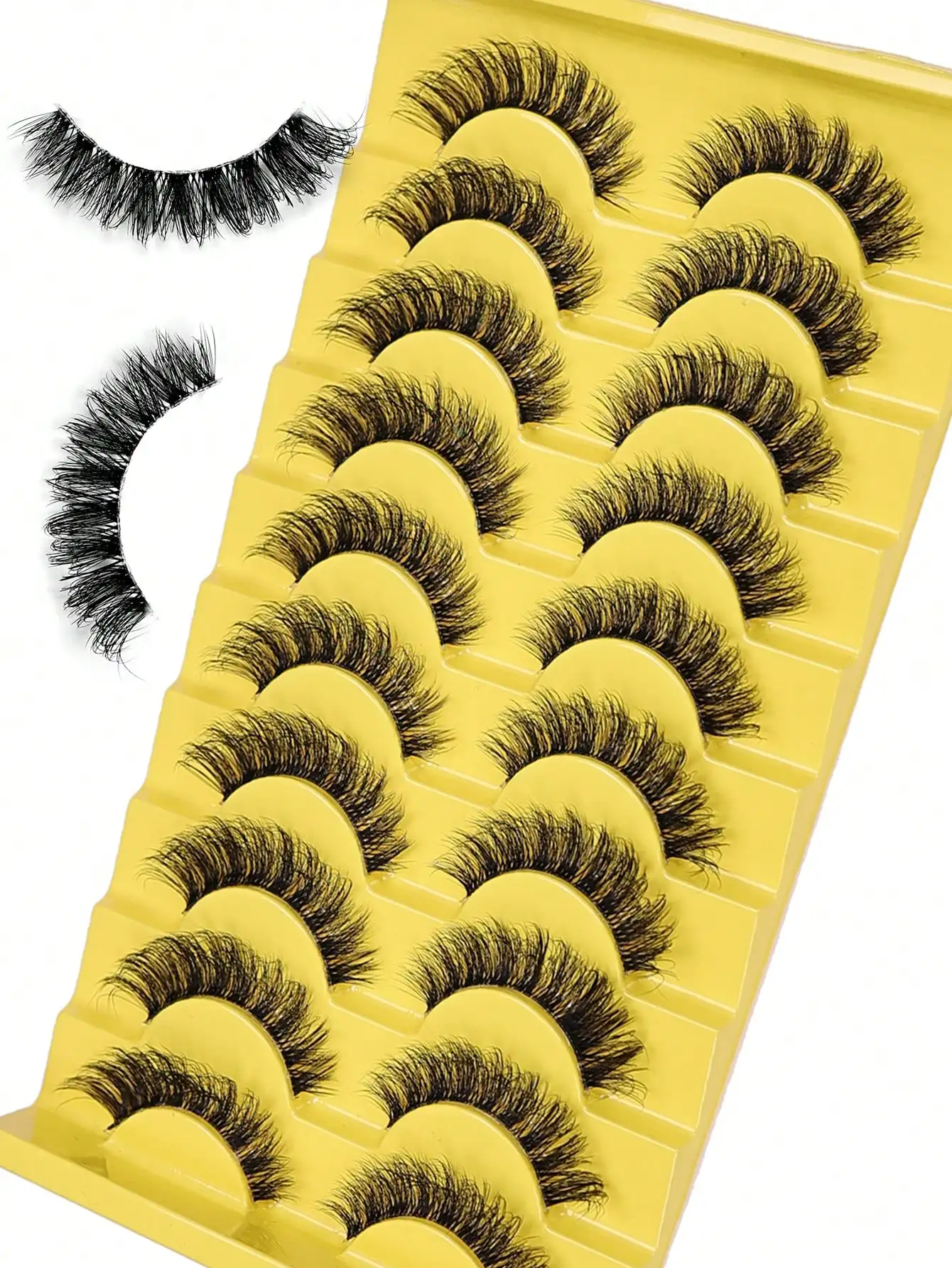 Natürliche, flauschige, wispy Wimpern, 3D-Volumen-Streifenwimpern, D-Curl, künstliche Wimpern mit transparentem Band, Augenwimpern – Detail 2