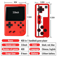 Practical 400-in-1 Video Game Console Retro Mini Game Plyer 3.0 Inch Color Pocket TV Game Console Dual Handheld Gamer Player-Blu