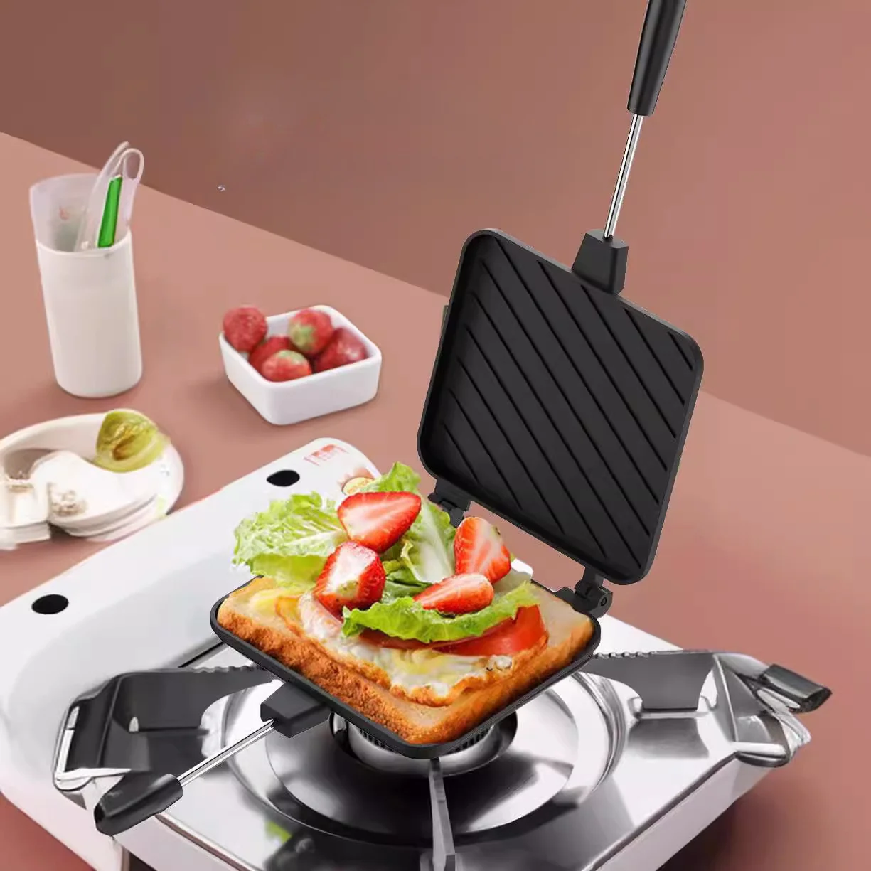 

Sandwich Grill Pan Double Sided Skillet Grill Pan Bread Toast Grill Pan Nonstick Double Sided Skillet Removable