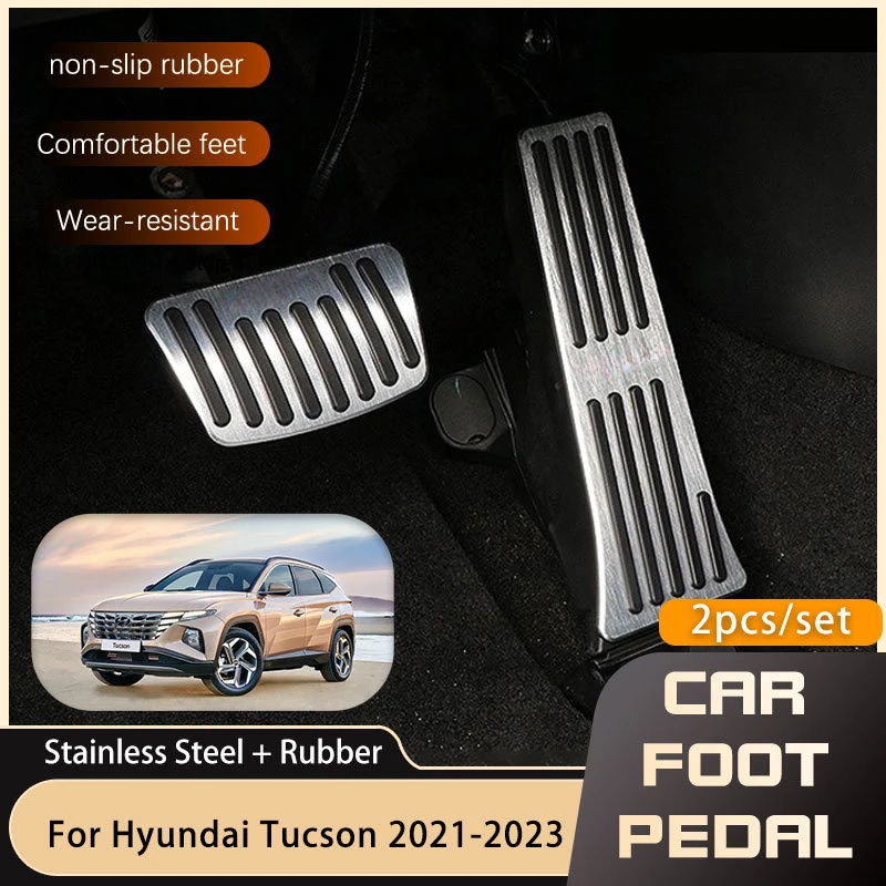 for Hyundai Tucson NX4 2021 2022 2023 Car Foot Pedals Cover Gas Accelerator Brake Stainless Steel No Drilling Pedal Accessories