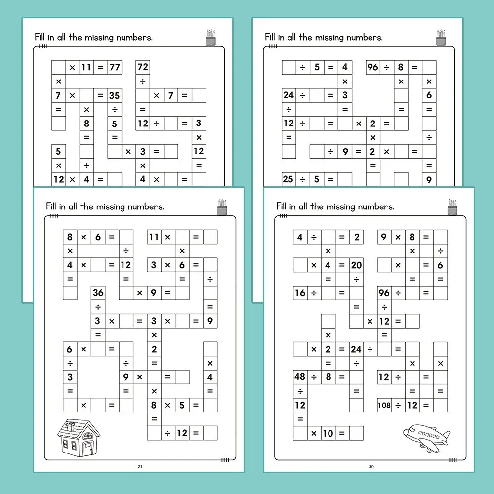 مجموعة واحدة من مصنف الرياضيات للأطفال من سن 5 إلى 8 سنوات، الرياضيات: مصنف ألغاز الكلمات المتقاطعة للرياضيات