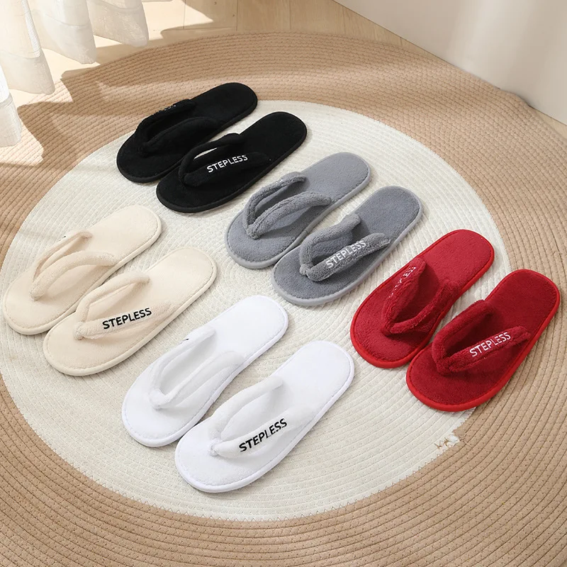 5pairs/Lot Plush Flip Flops Hotel Disposable Slippers Home Hospitality Customization Supported Cheap Guest SPA Vacation Slippers