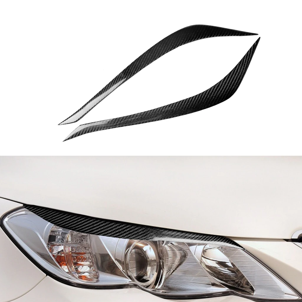 

1pair Real Carbon Fiber Car Headlights Eyebrow Eyelids Trim Cover For Toyota Reiz 2010 2011 2012 Lamp Hoods Car Stickers