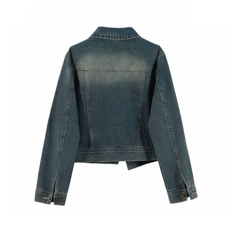 Denim Short Jacket for Women in Spring and Autumn, Irregular Design, Hong Kong Style Retro Short Style, Age Reducing Jacket Top