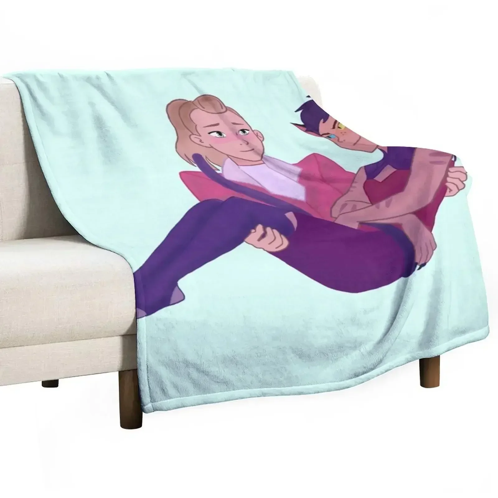 Catradora, Catra sitting in Adora's Lap, She-Ra Season 5 Throw Blanket Wrinkle Resistant Lightweight Blanket