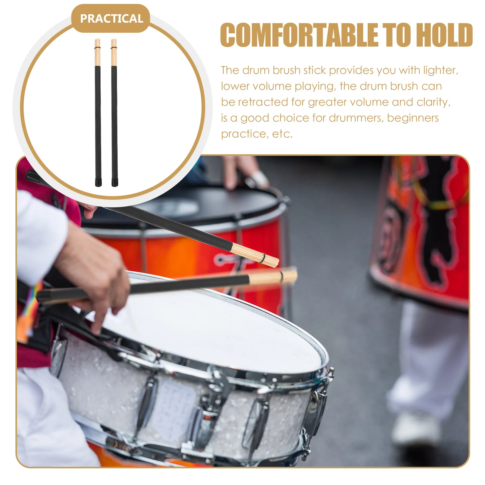 1 زوج طبل مطارق العصي الخيزران قضيب الطبل مقاومة للاهتراء قرع مطرقة لطيف مطرقة الصوت لهجة مستدامة #4