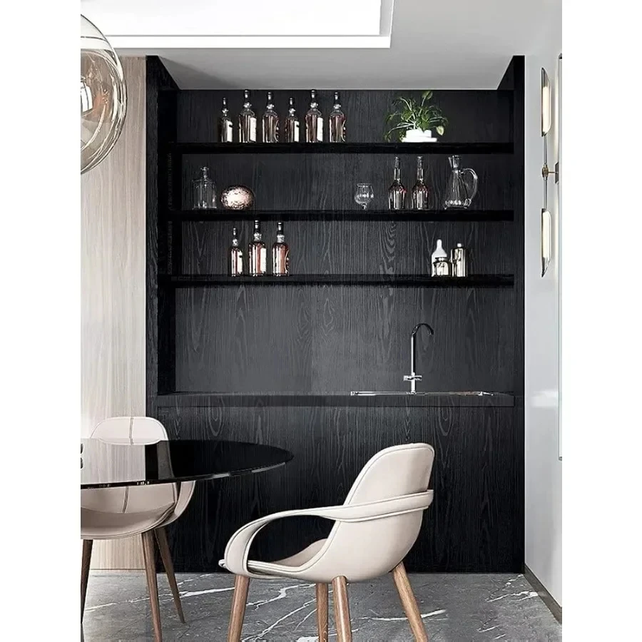 ورق جدران من الخشب الأسود قابل للتقشير واللصق، ورق اتصال ذاتي اللصق قابل للإزالة لأثاث كونترتوب وخزانة المطبخ من الفينيل #3