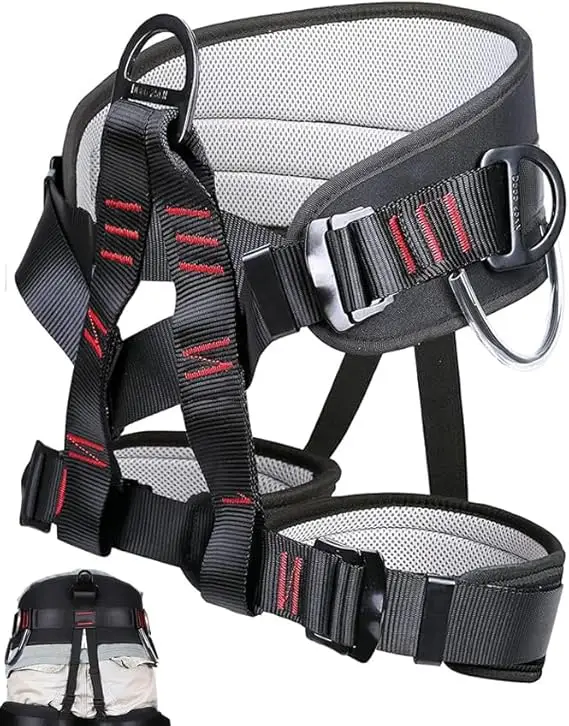 

Adjustable thickness climbing harness, half-body lumbar harness for fire rescue, caving, rock climbing, tree rappelling,