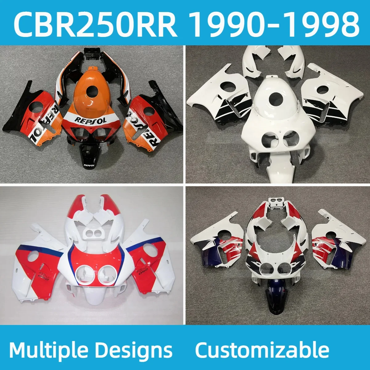 

CBR250RR 1990-1996 1997 1998 комплект обтекателей для HONDA CBR 250RR 90-98 NC22 аксессуары для мотоциклов комплект обтекателей кузова