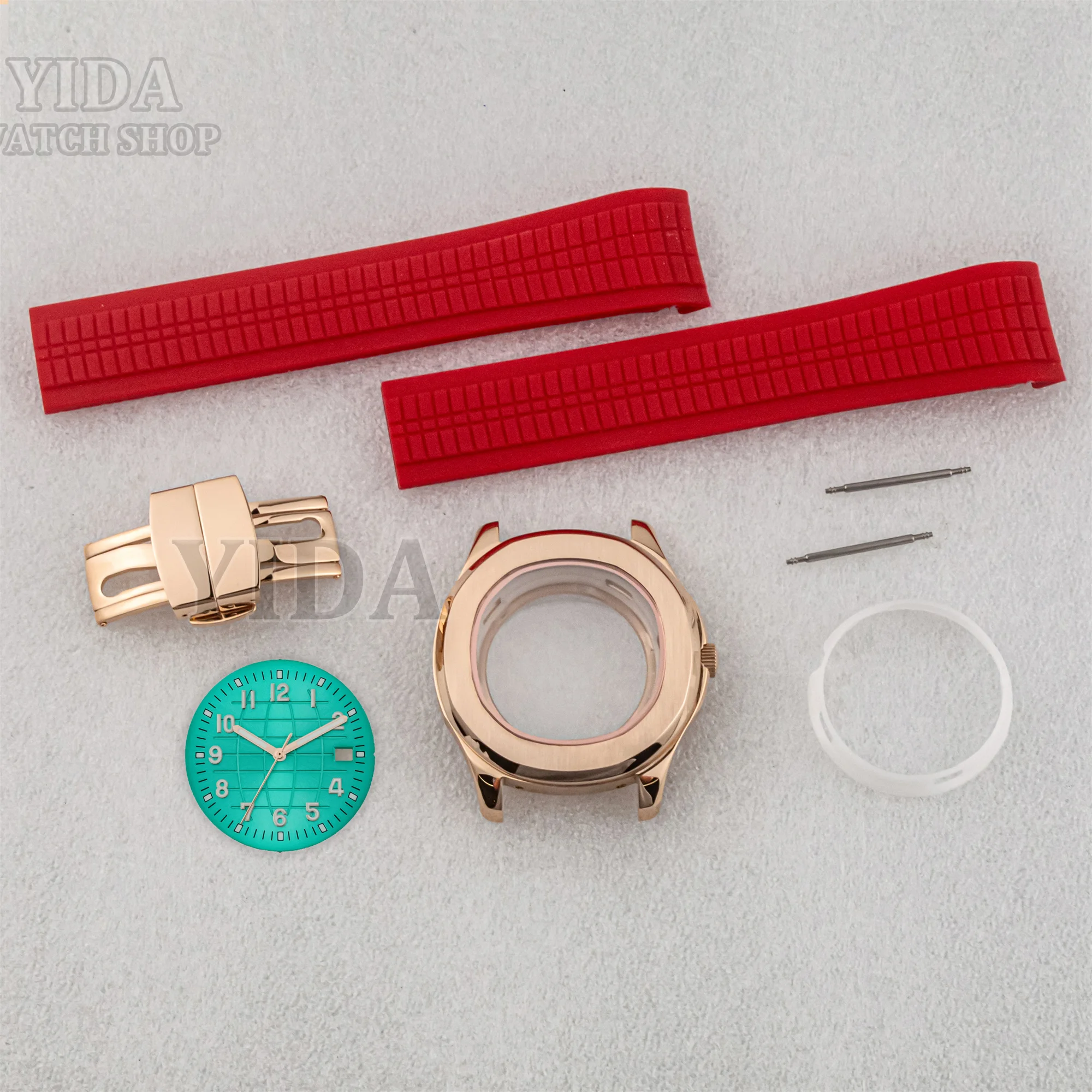 NH35 корпус часов из нержавеющей стали 42 мм, циферблат, резиновый ремешок, зеленые светящиеся стрелки для AQUANAUT Nautilus NH36 Mod, аксессуар, механизм