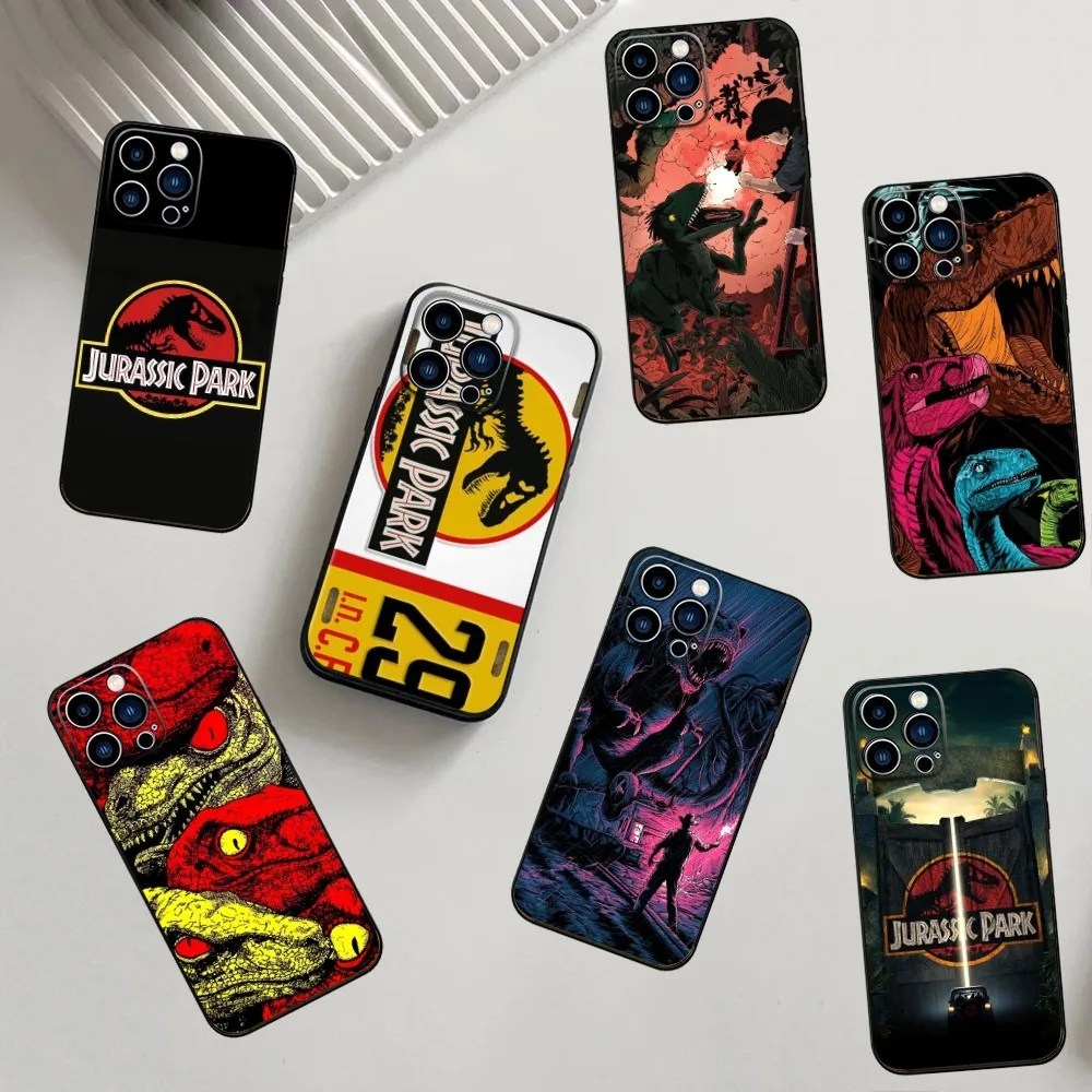 J-Jurassic Park Dinosaur Phone Case For iPhone 16,15,14,13,12,11,Pro,X,XS,Max,XR,Plus,Mini Soft Silicone Black Shockproof TPU