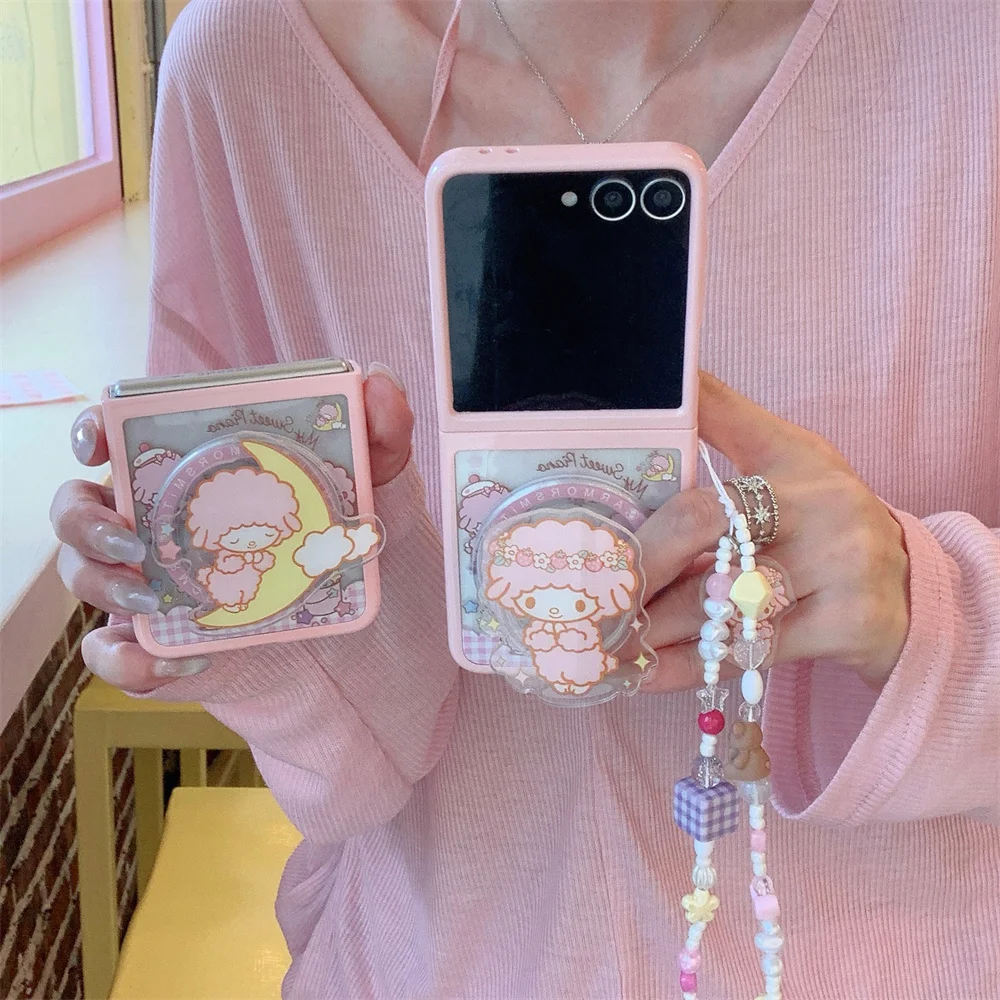 

Kawaii Lamb Melody Magnetic stand Phone Case for Samsung Galaxy Z Flip 7 Flip 6 Flip 5 6 7 Cover with hinges with Magsafe Fundas