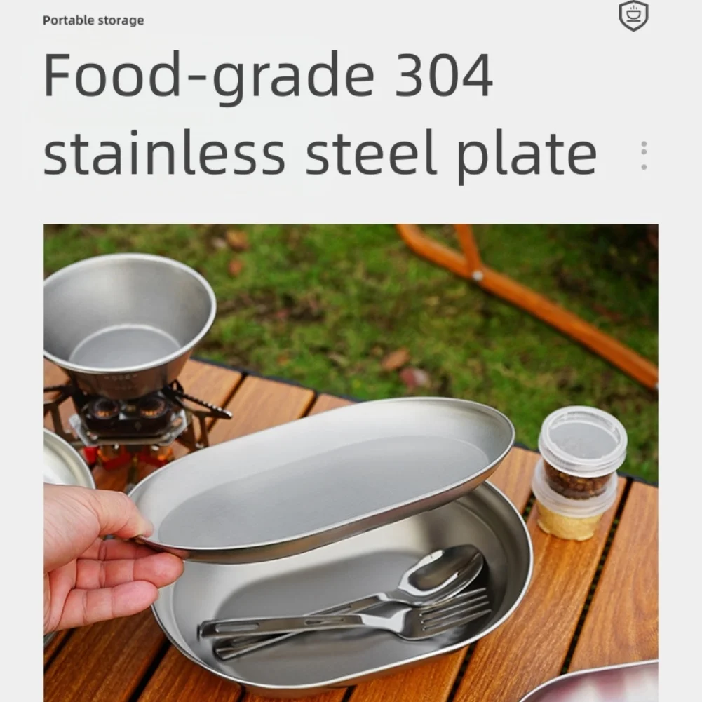 

Versatile 304 Stainless Steel Outdoor Bowls - Functional Plates For Camping BBQ & All Dining Occasions