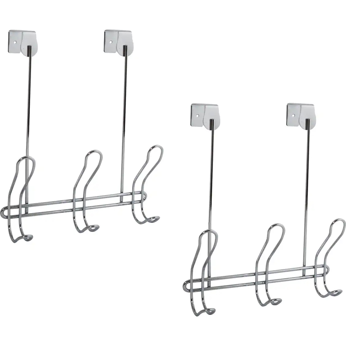 

iDesign Classico Over the Door Organizer Hooks for Coats, Hats, Robes, Towels, 3 Hooks, Chrome, 2 pack