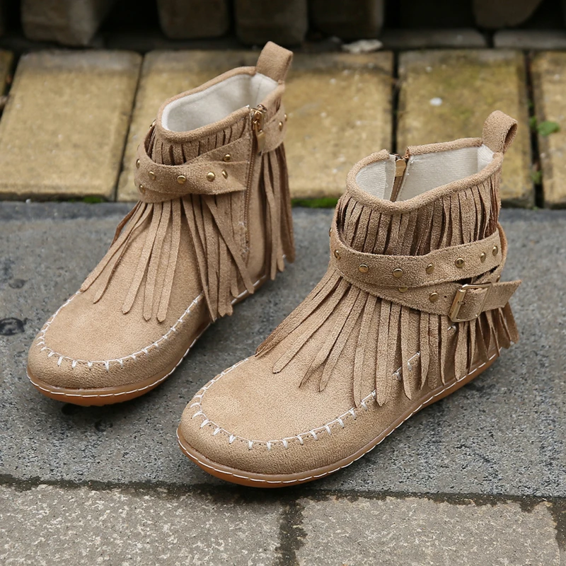 Women's Shoes on Sale 2023 High Quality Zip Tassels  Women's Boots Trend Simple Short Boots Solid  Round Head Women's Boots