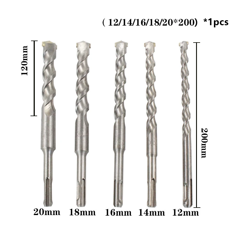 5Pcs/Set SDS Plus Hammer Drill Bit Set Electric Hammer For Wall Concrete Drilling Power Tool Accessories Drilling Bits