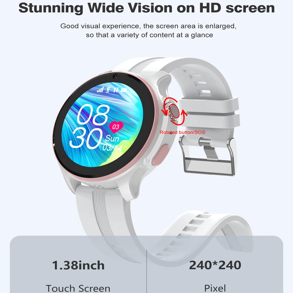 4G Smart Watch Phone Video Call Rotate Button Voice Chat Pedometer SOS Call Back Monitor GPS WIFI Location Children Clock 2024