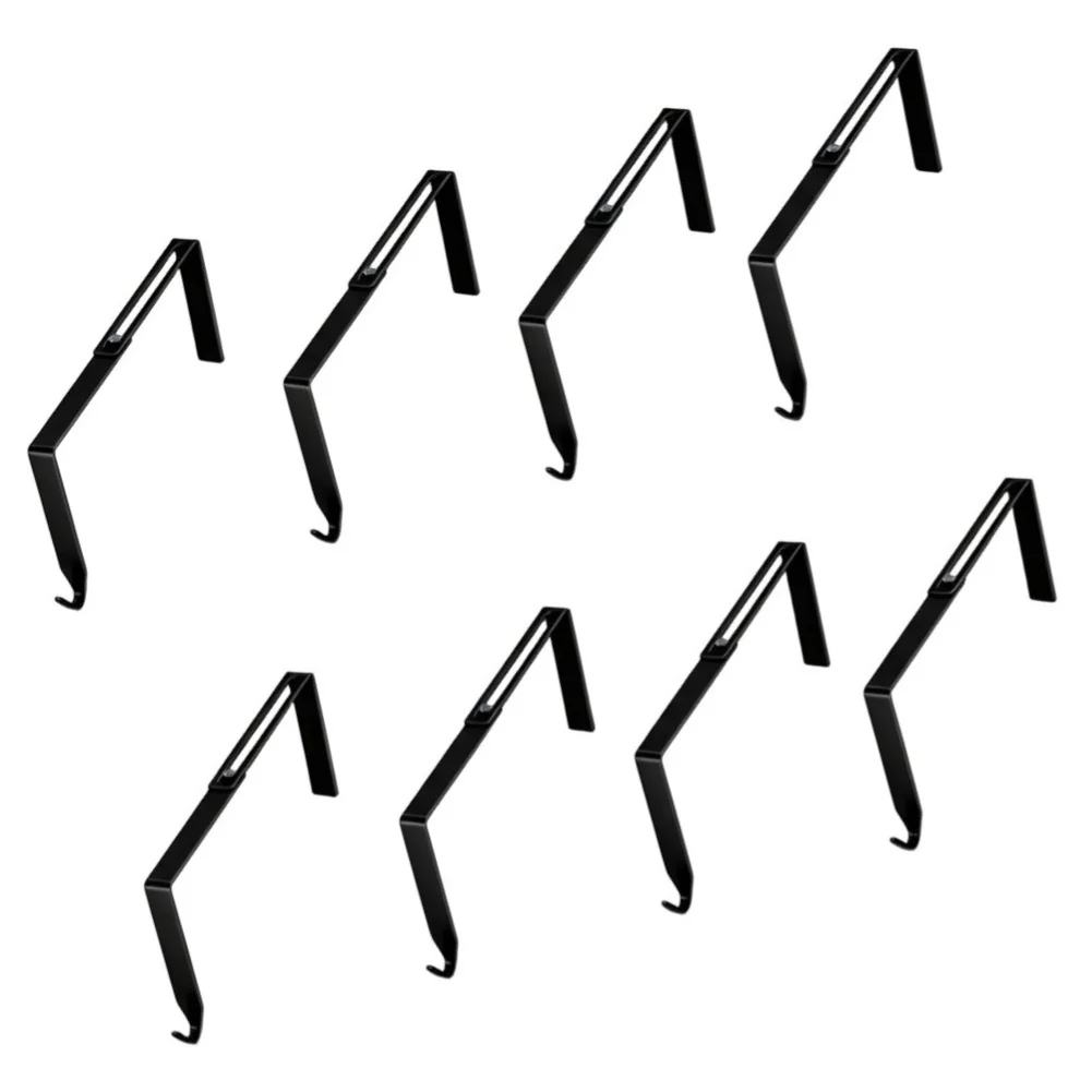 Black 8-Piece Adjustable Wall Hooks Outdoor Use No-Drill Installation for String Lights on Brick Concrete Walls