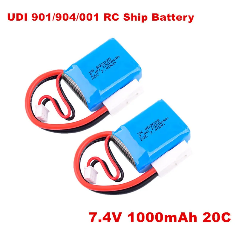 2S 1000mAh 20C 7,4V LiPo-Akku mit EL-2P-Stecker für UDI 901/904/001 Fernbedienung Schiff Ersatzteile 2S wiederaufladbare Batterie