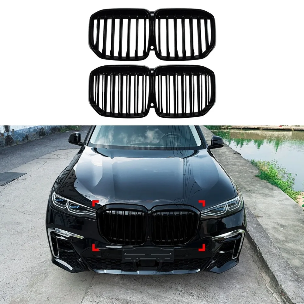 Front Grille For BMW X7 G07 2019-2022 Single Double Slat Air Intake Mesh Exterior Styling Replacement Auto Accessories Parts Kit