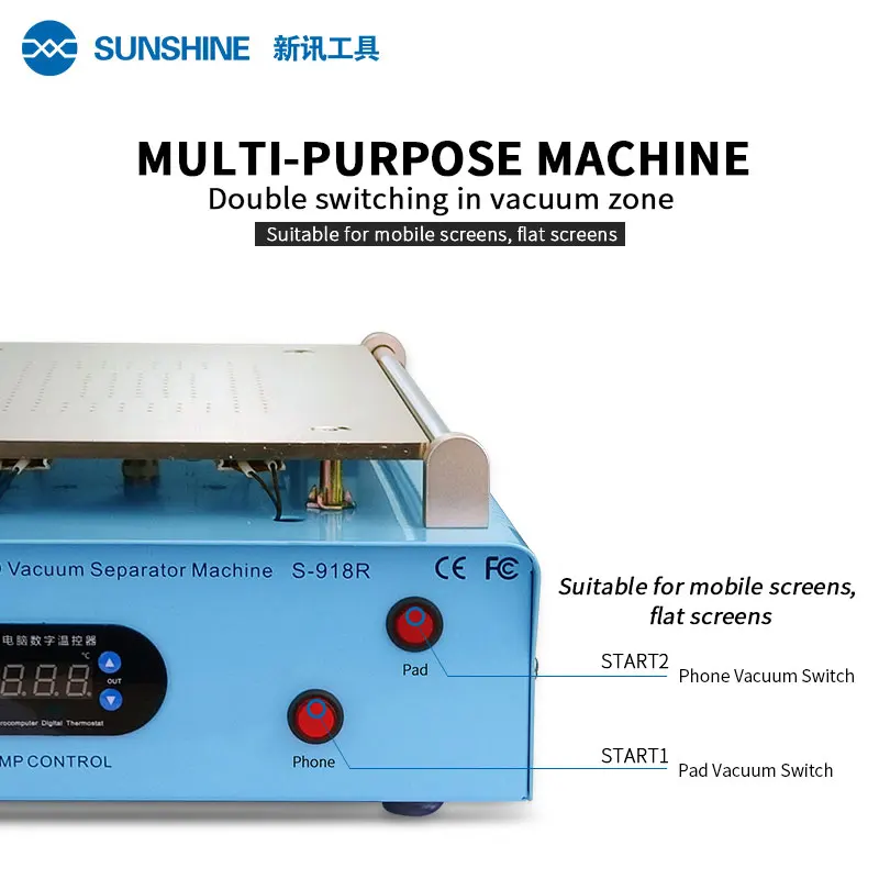 Sunshine S-918R 14 Inch LCD Vacuum Separator Machine Multi-purpose Phone LCD Glass Removing Changing Repair Machine