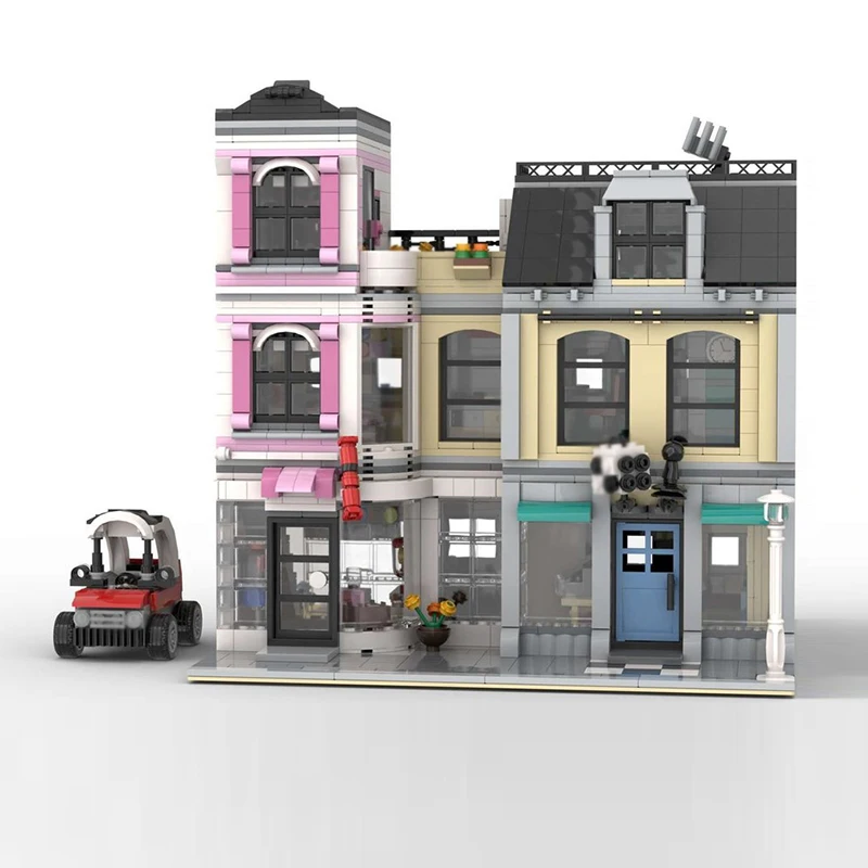 Stadt Street View Modell MOC Bausteine Einkaufen Und Spiel Geschäfte Modulare Technologie Geschenke Urlaub Montieren Kinder Spielzeug Anzug