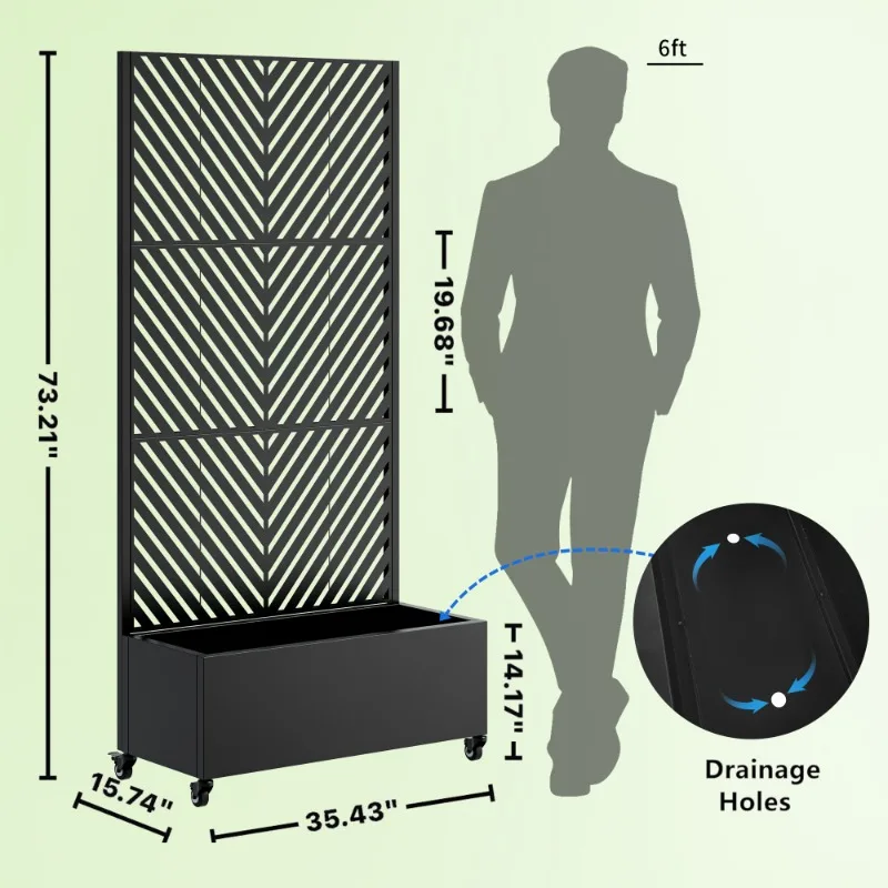 مقسم غرفة معدني أسود مع نمط هندسي، شاشة خصوصية مزخرفة، قسم قائم بذاته لغرفة المعيشة وغرفة النوم