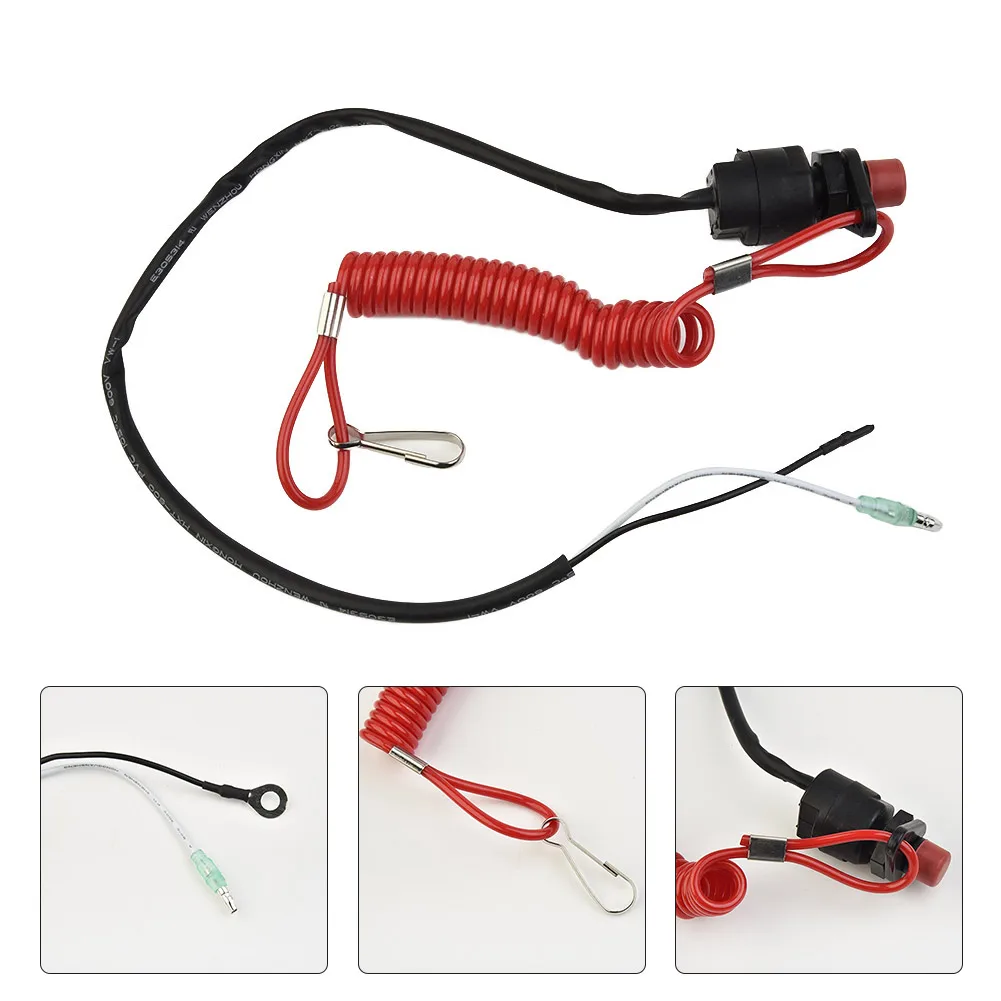 

Wire Outboard Kill Switch Boat Motor Black Component Set Engine Lanyard Plastic Replacement Accessories Durable Practical