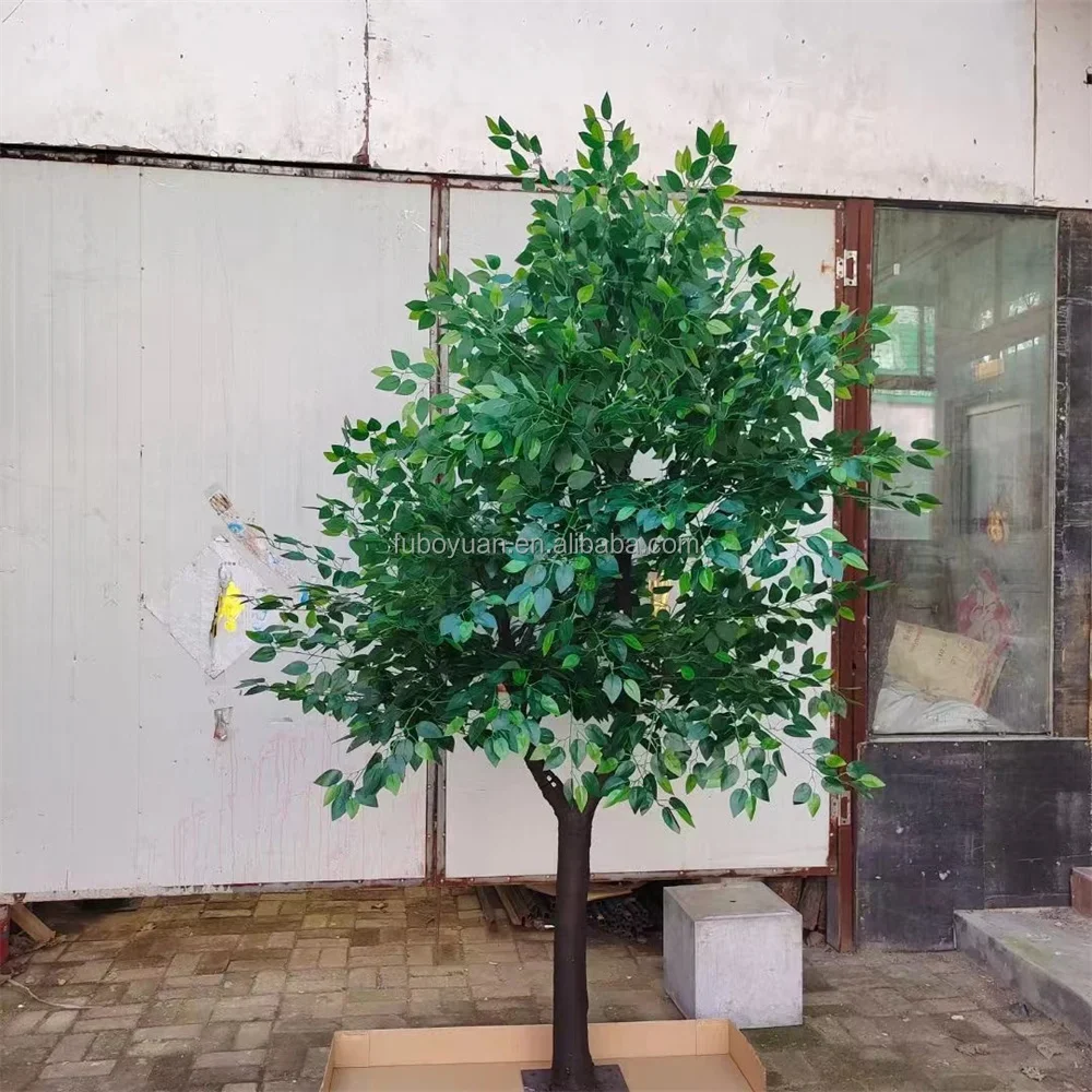 2026 E Home Garden Landscaping Big Fake Plant Leaf Tree Green Faux Ficus Large Artificial Banyan Tree for Indoor Outdoor Decor S