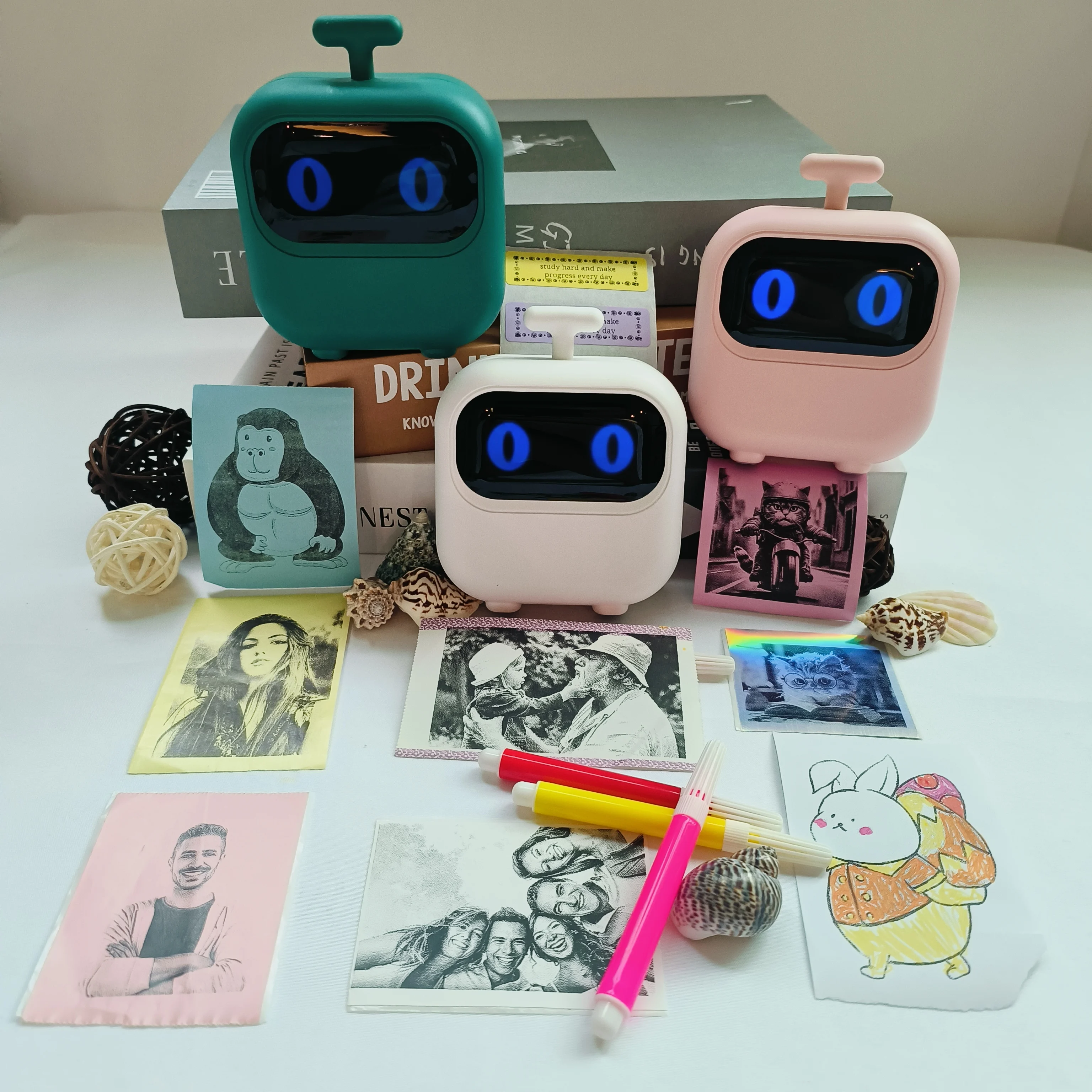 New Mini Portable Bluetooth Printer, USB Rechargeable Print Sticky Notes, Photos, Labels, DIY Drawings, Cute Design, Perfect Set