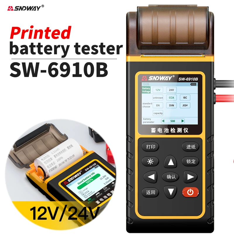 SNDWAYIntegrated stampa 12 v24v auto tester batteria display digitale durata della batteria universale tester di scarico riparatore SW-6910B
