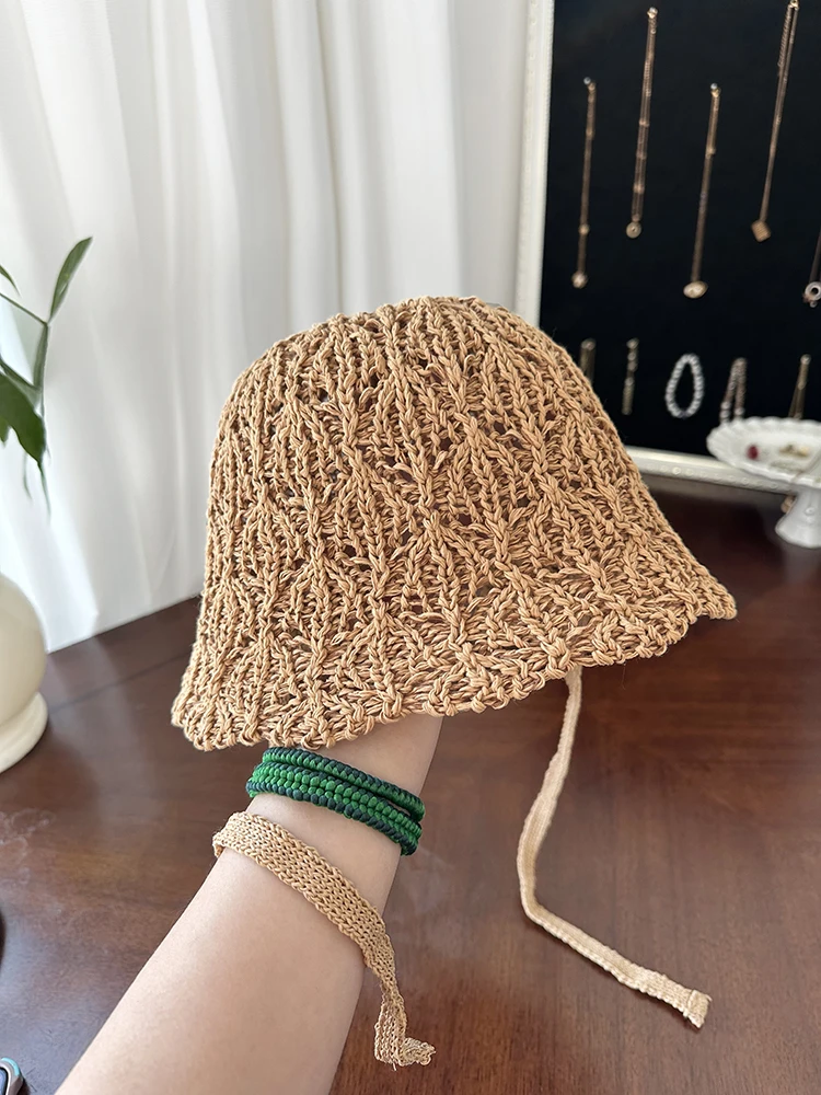 chapeu-de-verao-feminino-de-trico-artesanal-com-protecao-solar-versatil-fino-vazado-para-rosto-pequeno-estilo-casual-ab