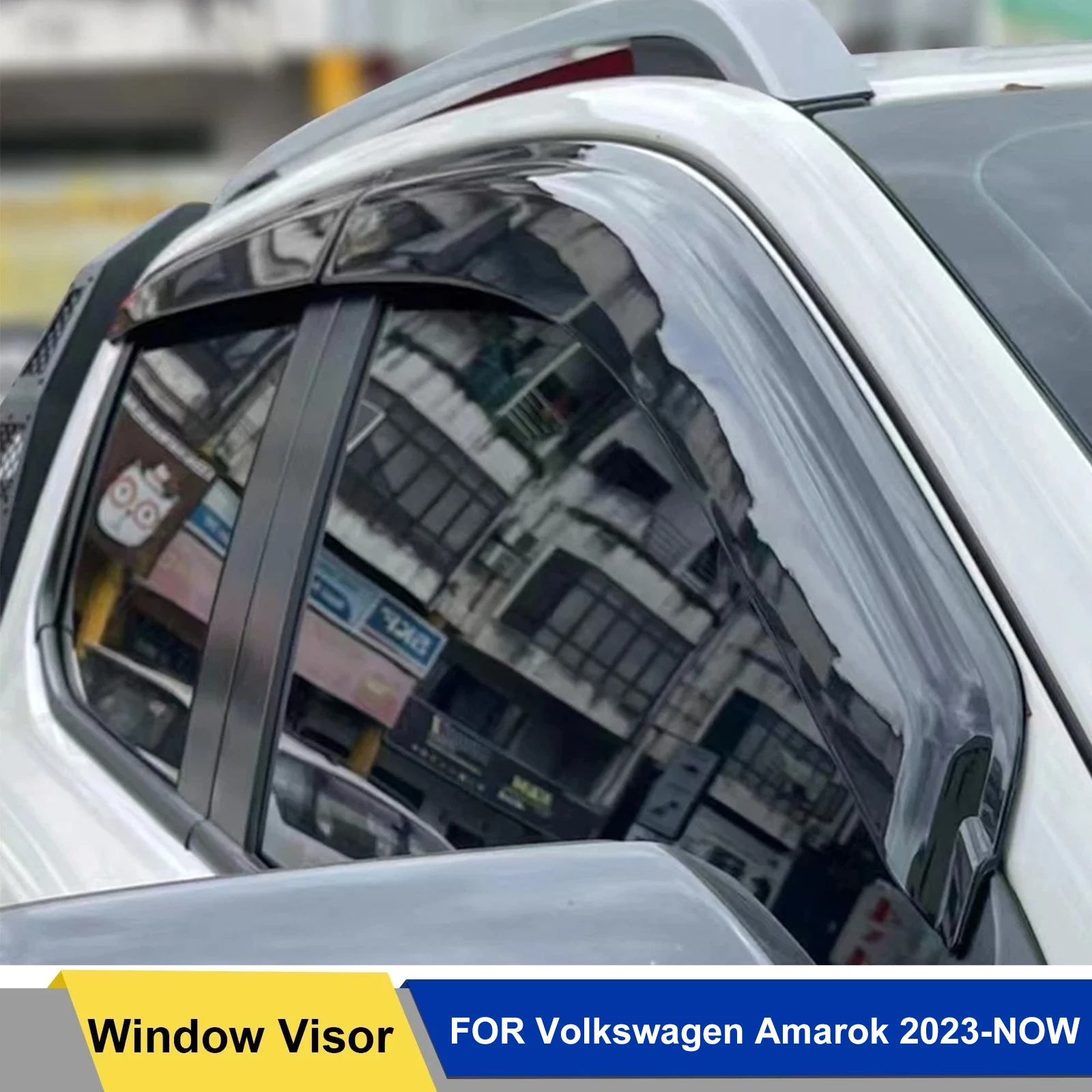 

Window Deflector‌ For VW Volkswagen Amarok 2023-2026 V6 Smoke Black Window Visor Weather Shields Sun Rain Guard Double Cab 4PC