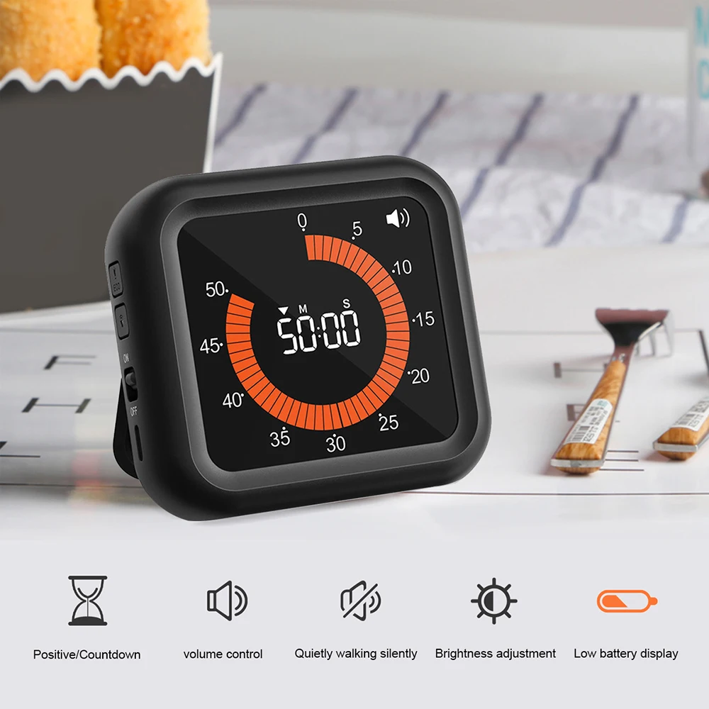 New 60 Minutes Visual Timer Rechargeable Classroom Countdown Silent Timer Mechanical Dual Time Clock for Timer Management Tool