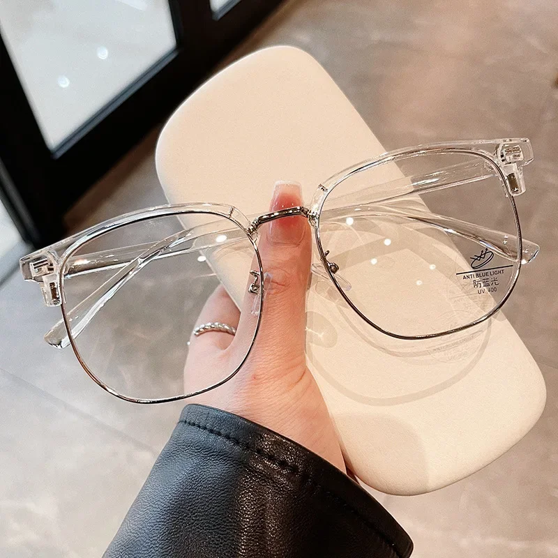 Semi-rimless TR90 Material Men's Glasses Frame Square Shape Blue Light Blocking Frames for Women Glasses