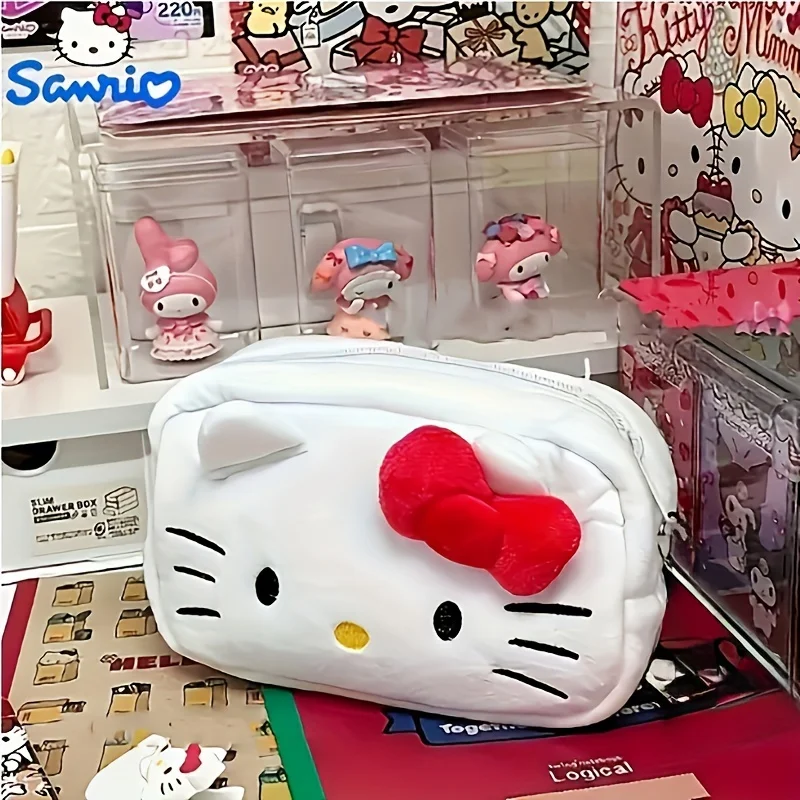 Sanrio Melody pencil case, cute cartoon design, large zipper, large capacity pencil stationery box storage bag view 4