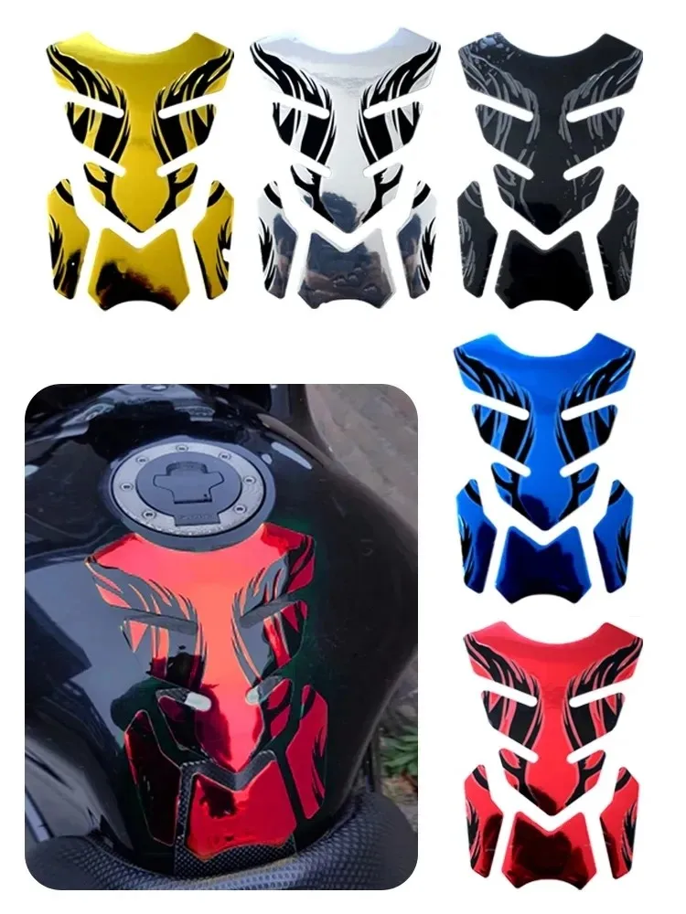 Untuk Honda Yamaha Tankpad Stiker Fishbone 3D Tank Pad Stiker Minyak Gas Pelindung Penutup Dekorasi Api Aksesori Motor