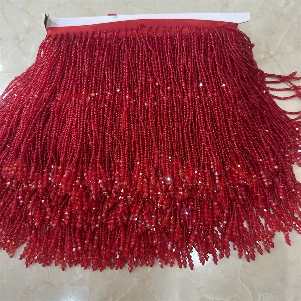 5meters more colors 15cm Seed  Fringe with bead  Lamp Costume Trim Crafts