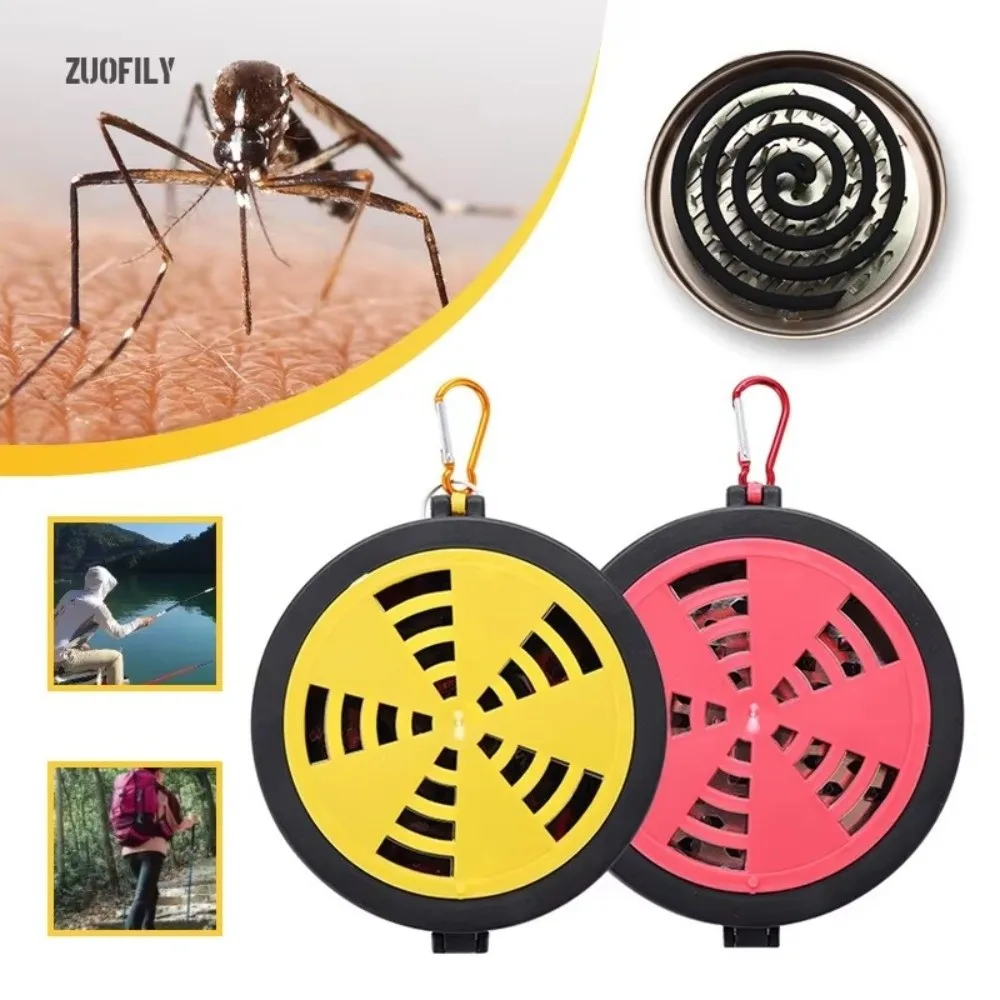 Hangable Hook Included Mosquito Coil Holder Fireproof & Anti-Scald Windproof Structure Portable Incense Box Stable Combustion