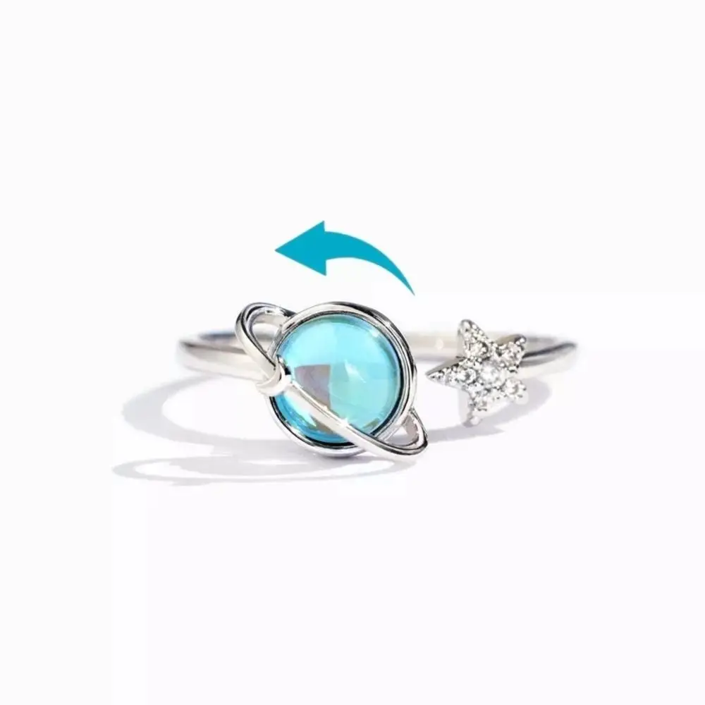 Personality Copper Korean Style Jewelry Open Ring Star Moon Spinning Finger Buckle Spinner Rings Fidgets Rings Rotatable Rings