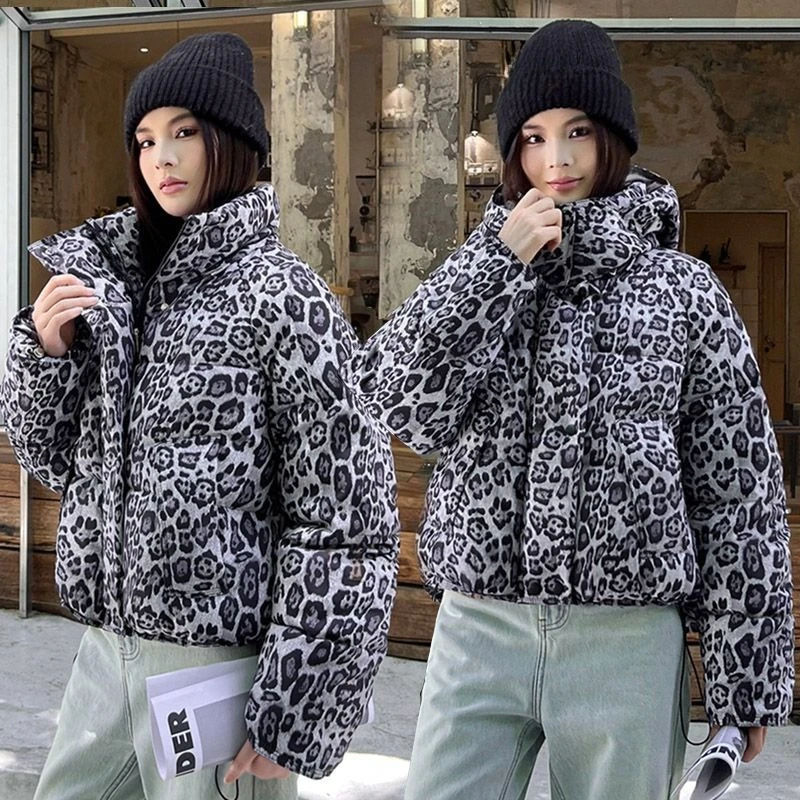 Pantaloncini da donna casual caldi con stampa leopardata 2025 Nuovo inverno stile estero Moda abiti imbottiti in cotone per studenti ispessiti allentati