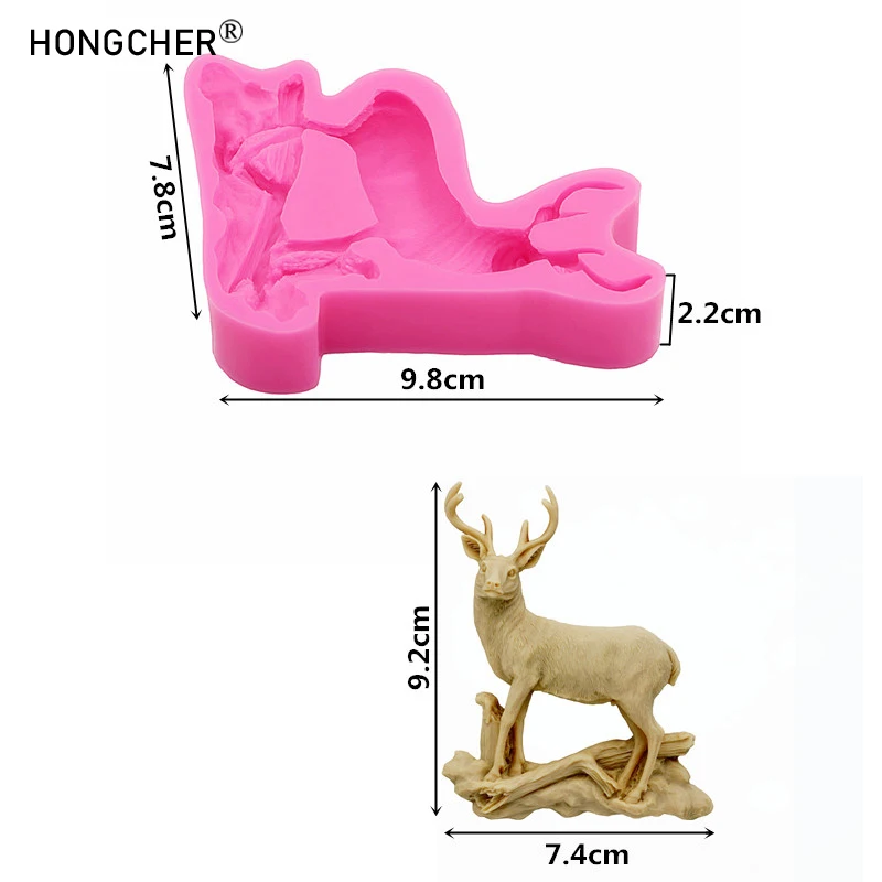 Wildlife Whitetail Deer Fox Wolf Silicone Mould Refrigerator Sticker Plaster Aromatherapy Ornament Drip Mould DIY Clay Moulds