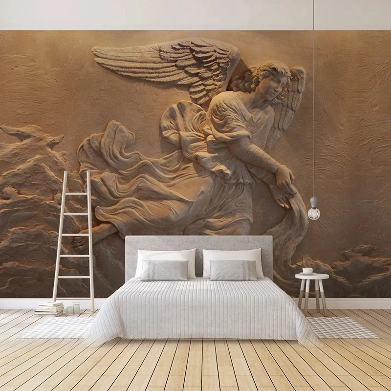 Custom Mural European 3D Relief Beauty Angel Wings Bedroom Wallpaper Living room sofa TV background wall restaurant study Hotel