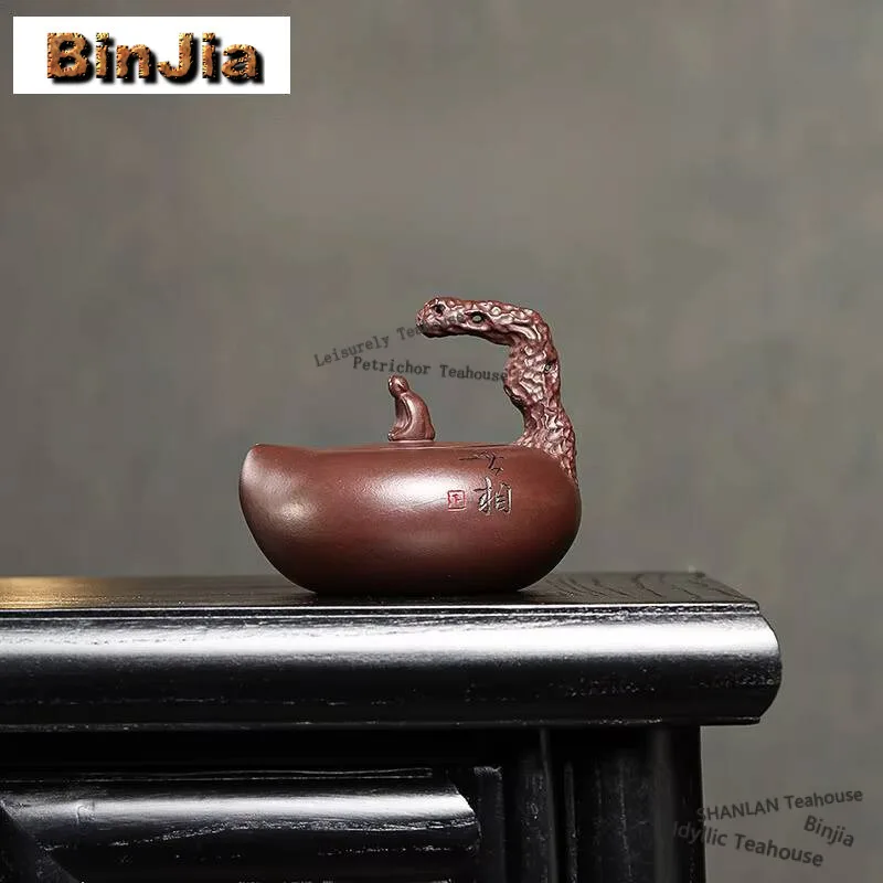 

200ml Handmade Yixing Purple Clay Teapots Handmade Pot Raw Ore Purple Mud Kettle Chinese Zisha Tea Set Cha Collection Drinkware