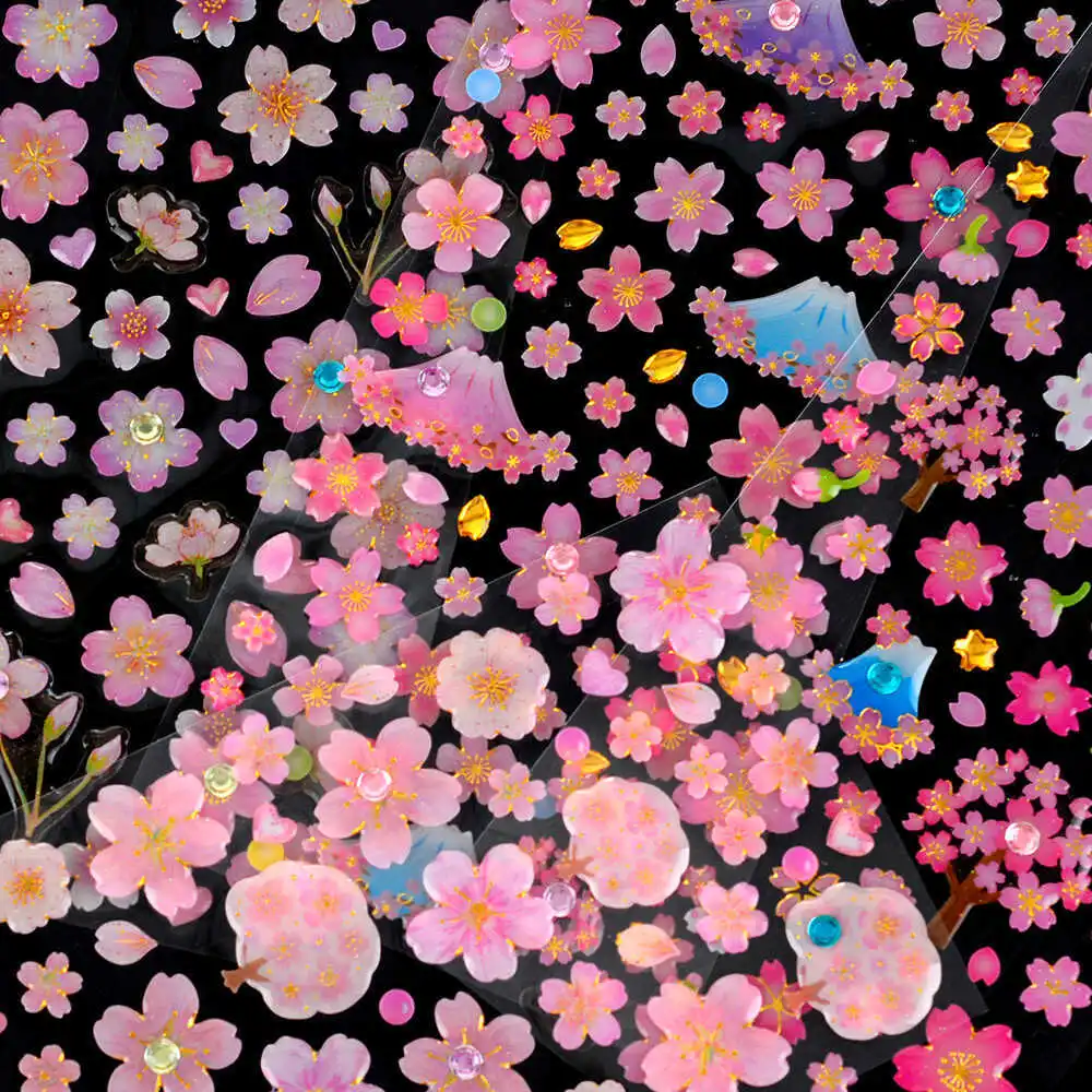 

Romantic Sakura Petal Cherry Blossom 3D Relief Stickers Scrapbooking DIY Journaling Stationery Diary Decor School Cute Stickers