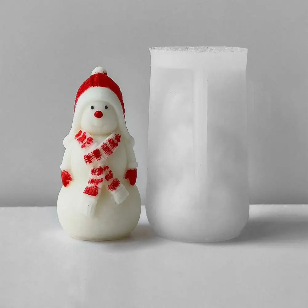 Silicone Candle Mold Elastic Silicone Candle Mold Christmas Candle Snowman Silicone Mold Set for Making Resin Crafts for Clay