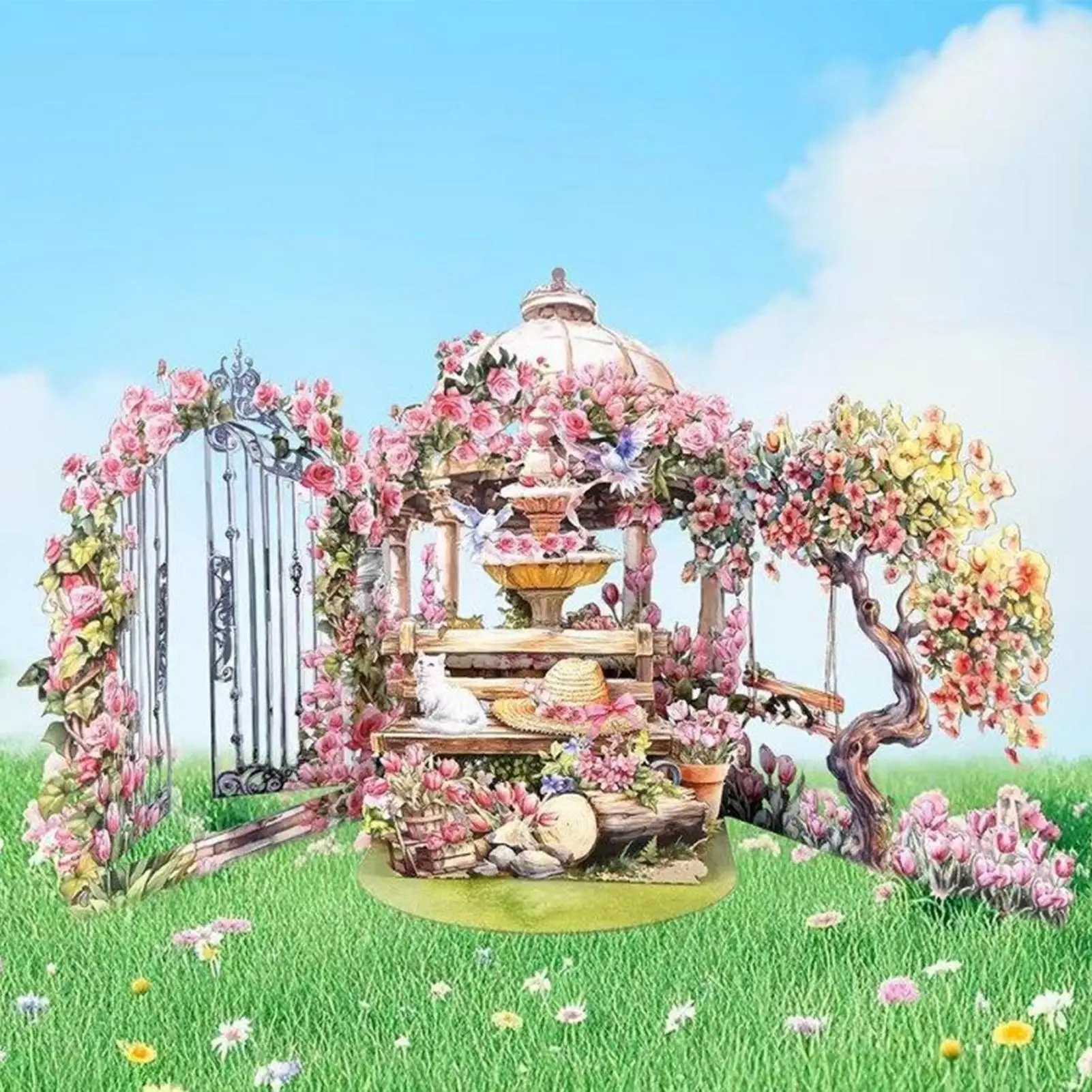 3D Pop-Up Grußkarten Gartenthema Handgemachte Papierkarten Valentinstag Geburtstagskarte für Sie Ihn Liebhaber Romantisches Geschenk Handwerk