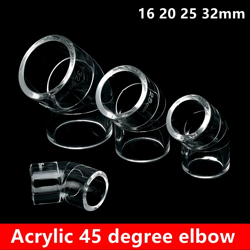 1~15PCS I.D 16/20/25/32mm Transparent Acrylic 45 Degree Elbow Aquarium Fish Tank Accessories Supplies Water Pipe Joint Connector
